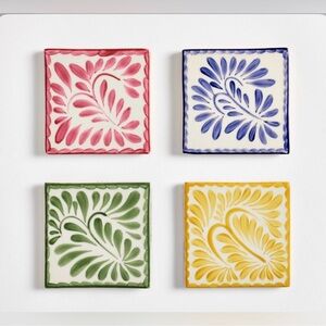 Pottery Barn Puebla porcelain Coasters set of 4